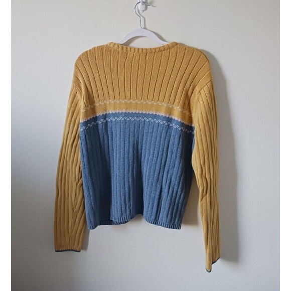 American Eagle Mens Knit Cardigan Sweater Full Zip Blue Yellow Size M - Picture 2 of 7